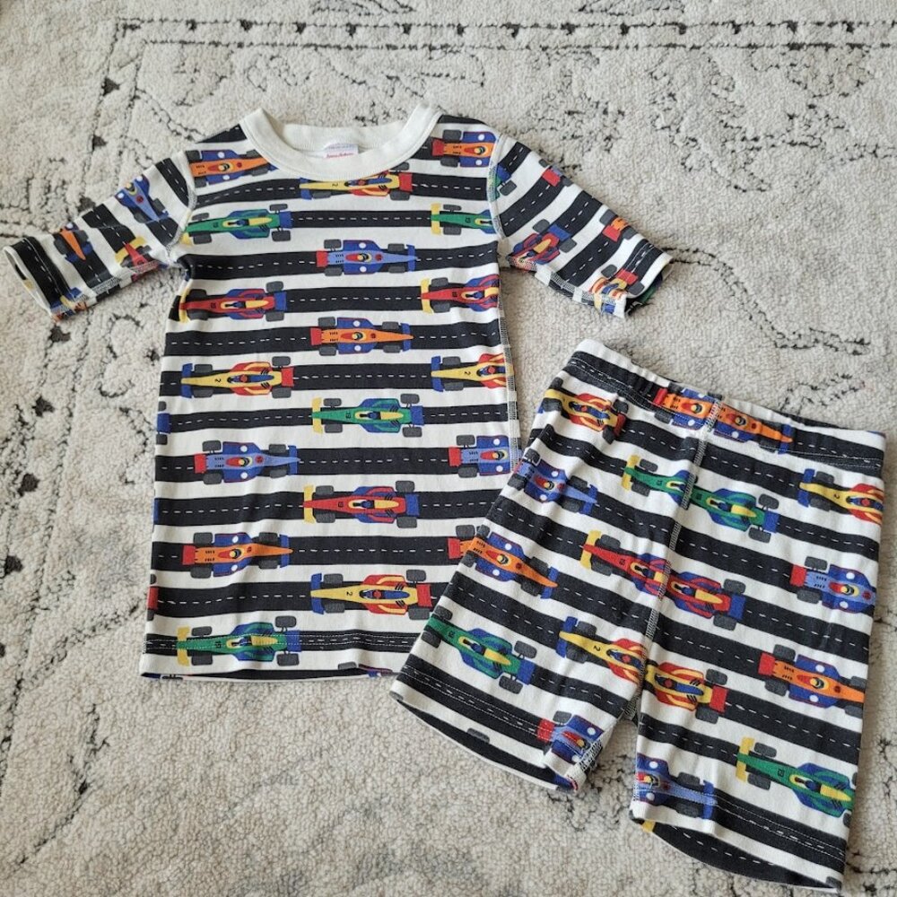 Hanna Andersson "Race Day" Short John Pajama Set 120 6/7